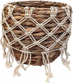 Makramé Virágcserép 28cm boho nagy természetes erkély terasz ablakpárkány