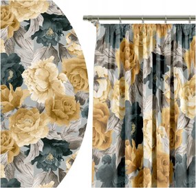 Függöny Kész 140x250 Függöny Virágok Sárga 7693