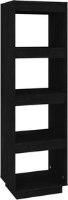 vidaXL fekete tömör fenyőfa könyvszekrény/térelválasztó 40x35x135 cm