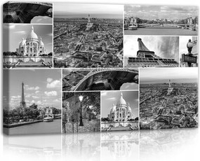 Vászonkép 60x40 Párizsi nosztalgia Fekete-fehér utazás egy hangulatos hálószobába