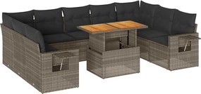 vidaXL 10 részes szürke polyrattan kerti ülőgarnitúra párnákkal