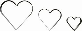Szív alakú cukorkavágó, nagy, sima, 3 darabos készlet.
