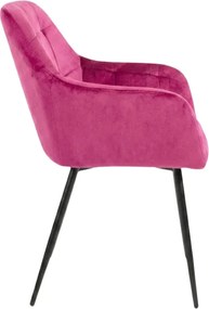 Sötét rózsaszín LOREN VELVET étkezőszék fekete lábakkal