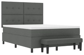 vidaXL Box Spring ágy matrac &amp; pad sötétszürke 140x190 cm szövet