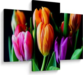 Tulipánok képe fekete alapon (90x60 cm)