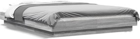 vidaXL szürke sonoma színű szerelt fa ágykeret LED-del 135 x 190 cm