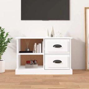 Magasfényű fehér szerelt fa TV-szekrény 73 x 35,5 x 47,5 cm