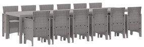 vidaXL Kert étkező szett 13 pcs Világosszürke Polt rattan