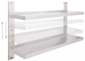 kétszintes rozsdamentes acél falra szerelhető fali polc 120 x 30 cm