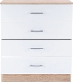 Miami komód 4 fiókos 80x92 cm fehér-sonoma tölgy