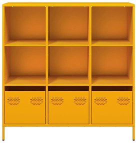 mustársárga acél tálalószekrény 101,5 x 39 x 103,5 cm