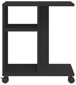 fekete szerelt fa kisasztal kerekekkel 50 x 30 x 55 cm