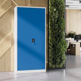 Fém iratszekrény JAN H, 900 x 1950 x 400 mm, szürke-kék