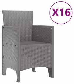 Kert étkező szett 17 pcs Világosszürke Polt rattan