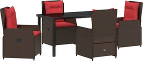 vidaXL Kert étkező szett 5 pcs Barna Poli rattan