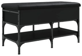 fekete szerelt fa cipőtároló pad 82 x 42 x 45 cm