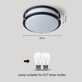 Brilagi - Mennyezeti lámpatest ELARO 2xE27/40W/230V, átmérő 26 cm, fekete