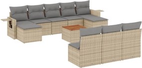 vidaXL 11 részes bézs polyrattan kerti ülőgarnitúra párnákkal