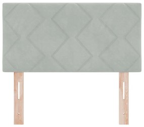 Fejtámla Gyémánt Blokkok Design Világosszürke 80 cm Vastag Bársony