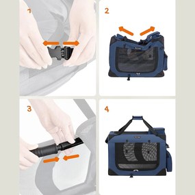 Összecsukható kutyahordozó 70 x 52 x 52 cm,l-es szállítótáska, sötétkék | feandrea
