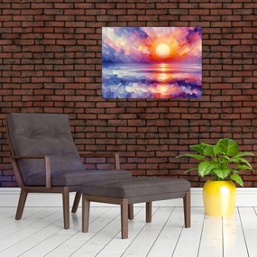Üveg kép - Színes művészi naplemente (70x50 cm)