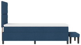 Boxspring ágy matraccal és paddal Kék 90x200 cm Szövet