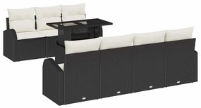 vidaXL Kerti Kanapé Szett párnával tárolóval 8 pcs Fekete Poly Rattan
