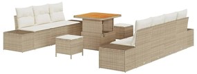 vidaXL Kerti Kanapé Szett párnával tárolóval 10 pcs Bézs Poli rattan