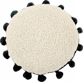 Lorena Canals Circle Black pamut párna mosható rojtokkal Ø48 cm