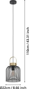 EGLO 43963 ROUNDHAM Egyágú Függesztett Lámpa Fém E27 IP20