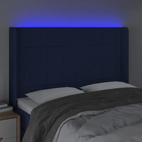 kék szövet LED-es fejtámla 147x16x118/128 cm