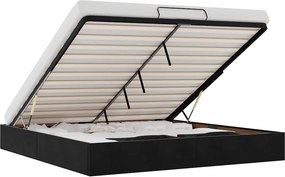 vidaXL Ottomán ágykeret matrac nélkül fekete 180x200 cm bársony