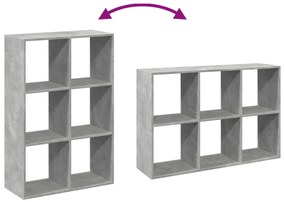 betonszürke szerelt fa elválasztó könyvespolc 69,5x29x103,5 cm
