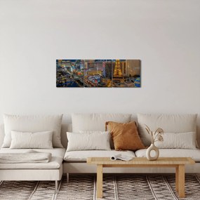 Éjszakai Las Vegas-i kép (órával) (90x30 cm)
