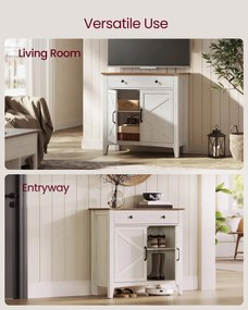 Tálalószekrény magasságban állítható polccal, 40 x 80 x 80 cm, fehér és mézbarna