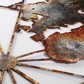 Fali dekoráció 120x60 cm világtérkép fém