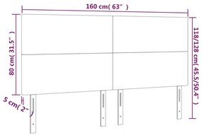 tópszínű szövet LED-es fejtámla 160x5x118/128 cm