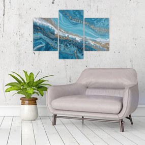 Kép - Világoskék márvány arannyal I. (90x60 cm)
