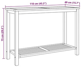 Dohányzóasztal tárolóval Barna 110 x 40 x 45 cm Tömör tíkfa