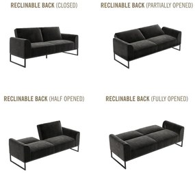 Fekete kinyitható kanapé 217 cm Adley - CosmoLiving by Cosmopolitan