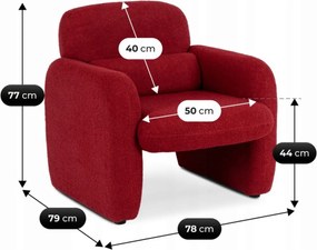 Pihenőfotel bordó színben, bouclé kárpittal TOGO