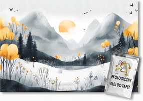 Fotótapéta Flizelina Gyerekek Hegyek Fák Tó Virágok Nap 100x75 ragasztó