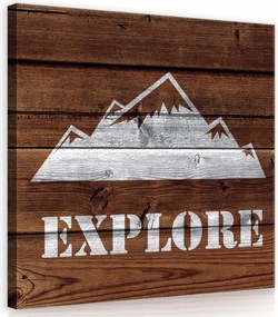 Vászonkép 40x40 Hegyek felfedezése fa rusztikus kaland természet utazás