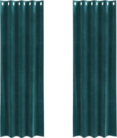 vidaXL Sötétítő függönyök 2 pcs Sötétzöld 140 x 245 cm Bársony