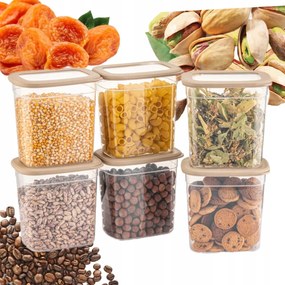 Cralex Tosca Bézs 6 Db-os Élelmiszertartály Szett Téglalap Alakú 6x 2l