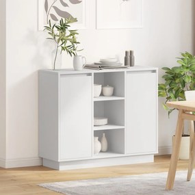 LED-es oldalszekrény Fehér 90x32x75 cm Mérnöki fa