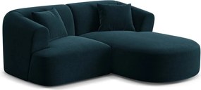 Petróleum színű bársony sarokkanapé (jobb oldali-heverő résszel) Campi – Cosmopolitan Design