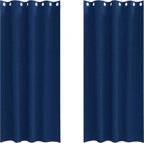 vidaXL Fekete Függöny Gyűrűkkel 2 pcs Sötét kék 245 x 140 cm