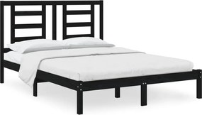 vidaXL fekete tömör fenyőfa ágykeret 140 x 190 cm
