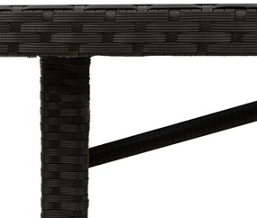 fekete polyrattan üveglapos kerti asztal 190x80x74 cm